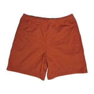 The North Face Mens XL Orange Rust Fleece Sweat Shorts Elastic Waist Pockets GUC